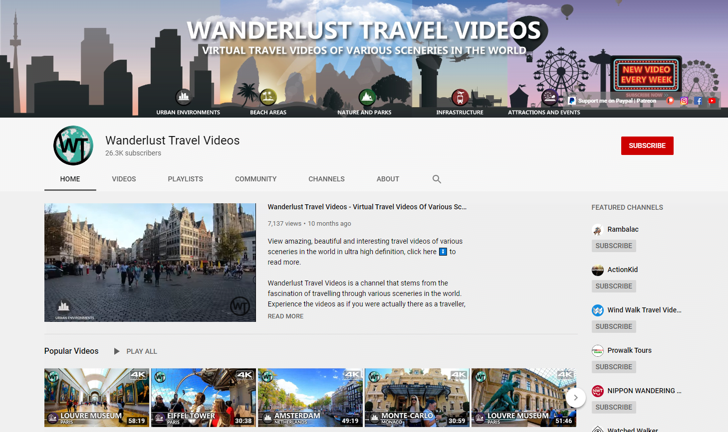 Wanderlust Travel Videos - YouTube Channel